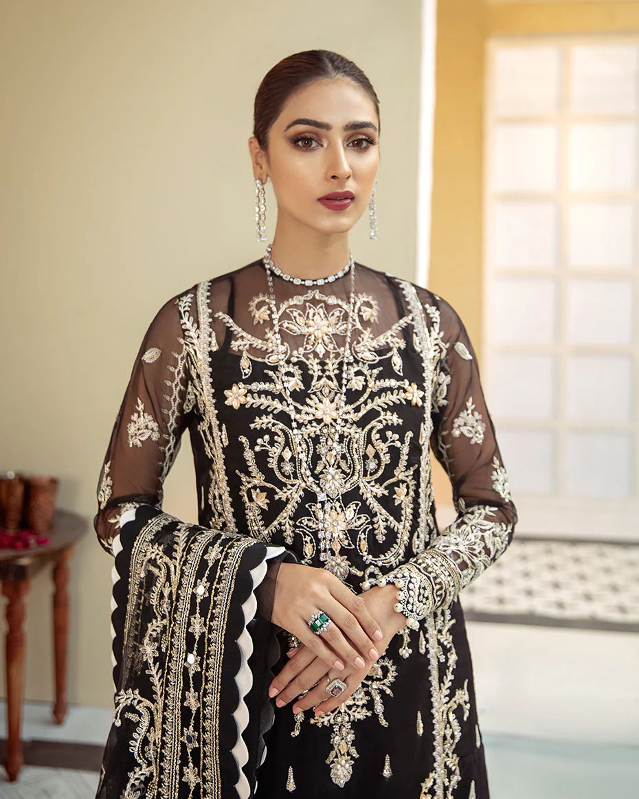Inaaya Embroidered Organza 3-Piece Suit D-01 - Image 3