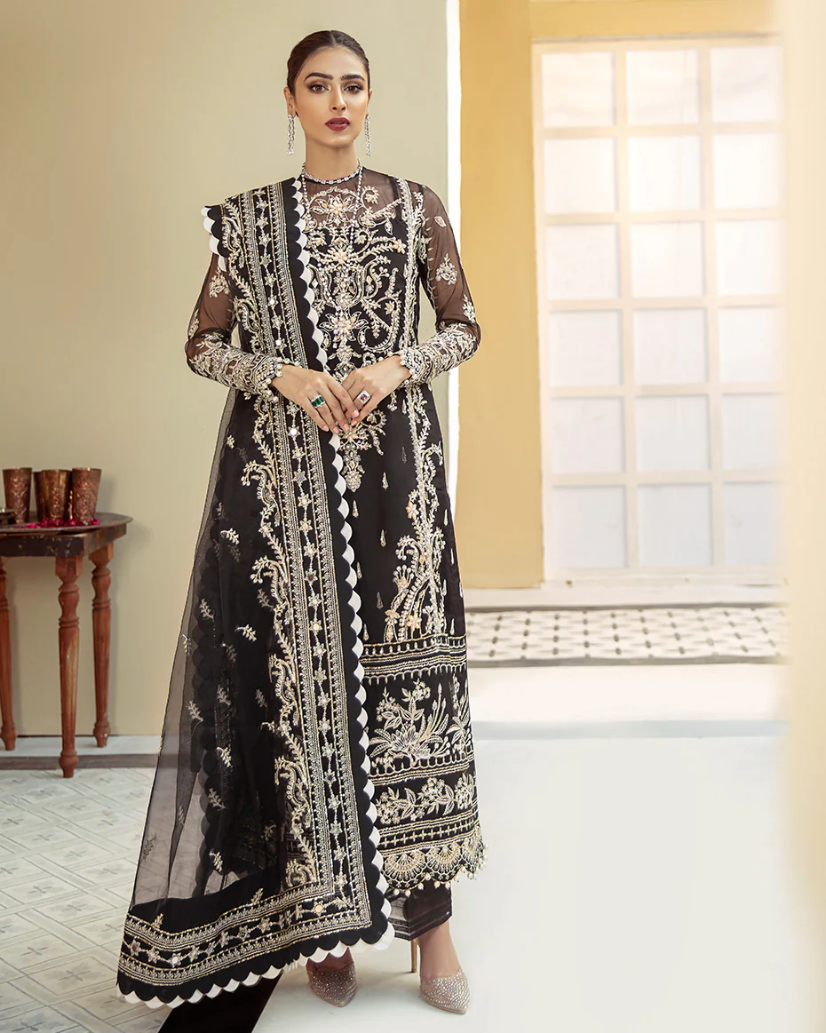 Inaaya Embroidered Organza 3-Piece Suit D-01 - Image 4